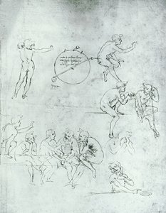 「マギの礼拝」（紙にペンとインク）の数字の研究 作： Leonardo da Vinci